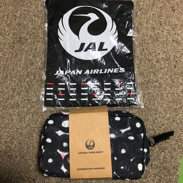JAL 国際線アメニティ巾着とポーチ 2点セット