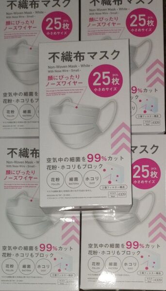 ダイソー 小さめ不織布マスク 小さい 25枚入り×5箱セット 品薄