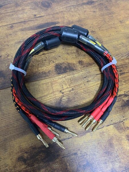 Western Electric社 高級撚り線材 フェライトコア付き スピーカーケーブル 1.0mペア 中古美品 バナナプラグ