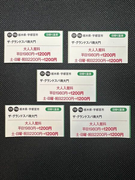 ザ グランドスパ南大門 大人 入館料 割引券 5枚