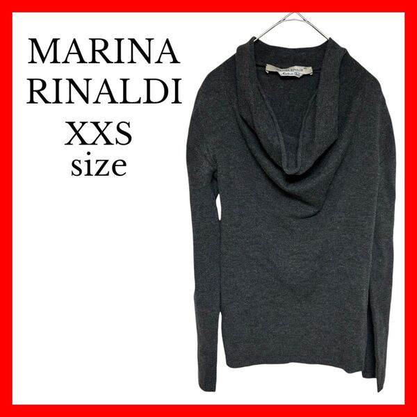 【MARINA RINALDI】XXSサイズ レディース タートルネック 長袖 ニット トップス グレー 無地 シンプル おしゃれ
