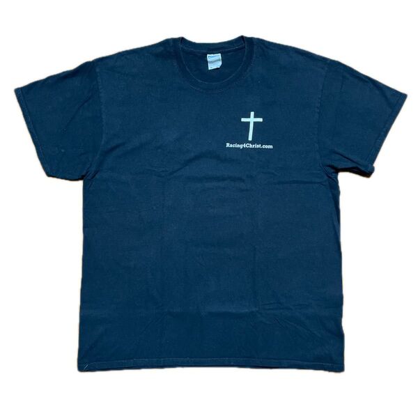 PORT&COMPANY ポートアンドカンパニー レーシング プリント Tシャツ ブラック 黒 XL コットン100% US古着