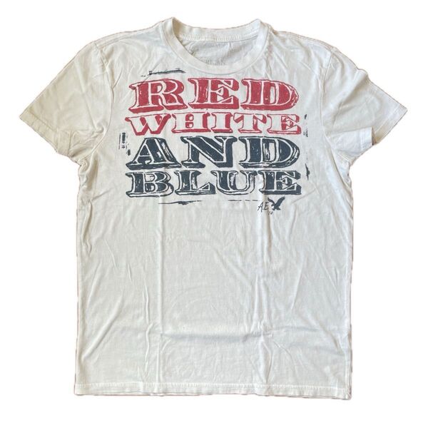 American Eagle アメリカンイーグル プリント Tシャツ ホワイト 白 M コットン100% クルーネック US古着
