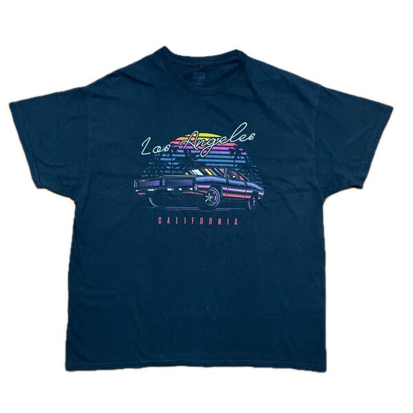 BRISCO ブリスコ プリント Tシャツ ブラック 黒 XLサイズ アメ車 ロサンゼルス カルフォルニア クルーネック US古着