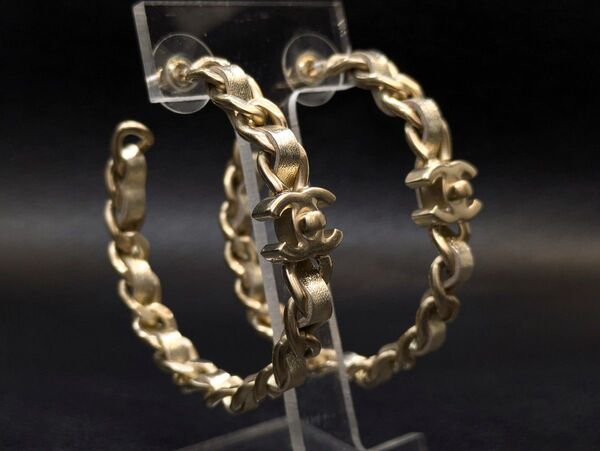 CHANEL☆ターンロックフープピアス/チェーン/ココマーク/ゴールド