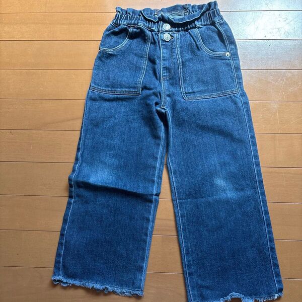 キッズ デニム ワイドパンツ インディゴブルー