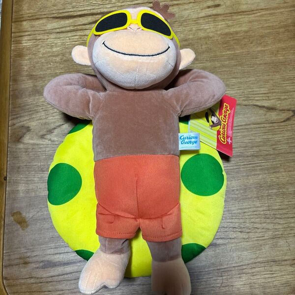 非売品 アミューズメント景品Curious George おさるのジョージLぬいぐるみ ビーチ サマー モンキー