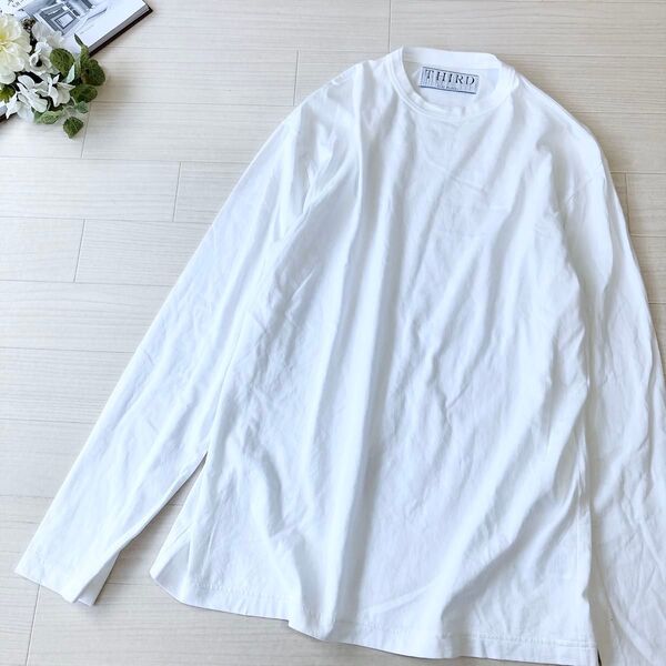 THIRD magazine 度詰め天竺クルーネックプルオーバー コットン 長袖Tシャツ 白