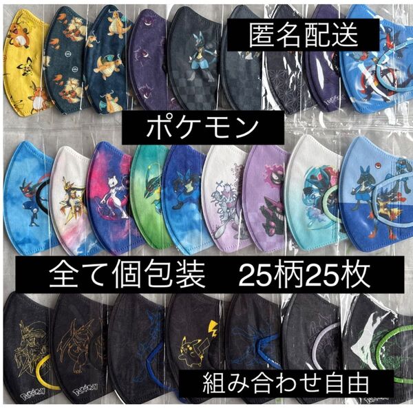 ポケモン 子供用立体不織布マスク 使い捨て 個包装 25枚 便利 キッズ