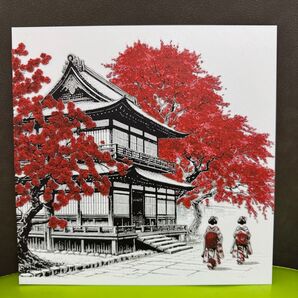 3Dレリーフ 和風 建築 紅葉 装飾 アート 日本 寺院