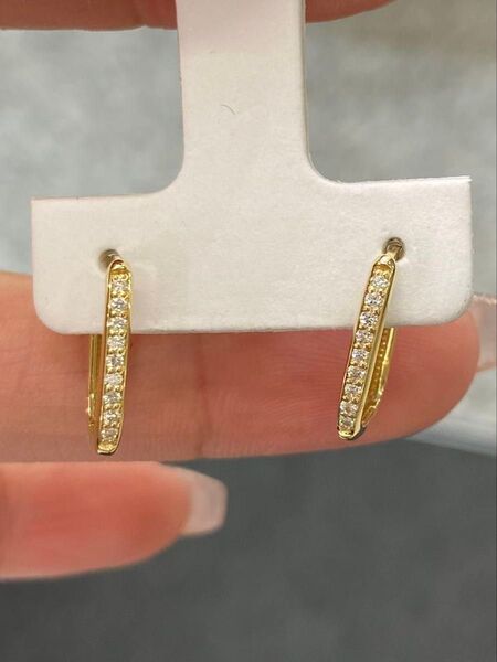 k18ダイヤモンドピアス フープピアス イエローゴールド 18金