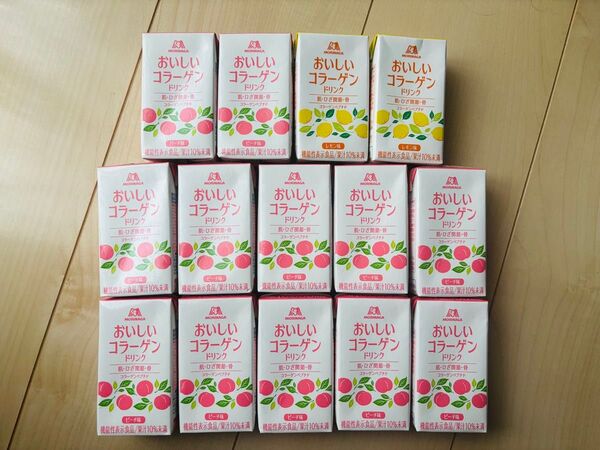 【24時間以内発送】森永 おいしいコラーゲン ドリンク ピーチ味12本、レモン味2本