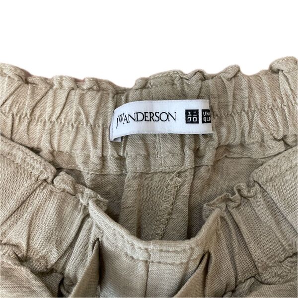 ユニクロ JWANDERSON リネンブレンドタックショートパンツ サイズL 定価2990円 ショートパンツ レディース ベージュ
