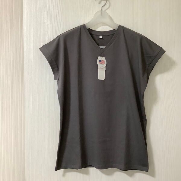 タグ付未使用】cocaコカ USAコットンTシャツ Vネック XL チャコールグレー