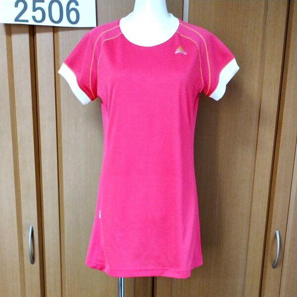 アディダス・チュニックワンピースL ピンク ロング丈半袖Tシャツとしても UV CARE 高機能CLIMALITE adidas