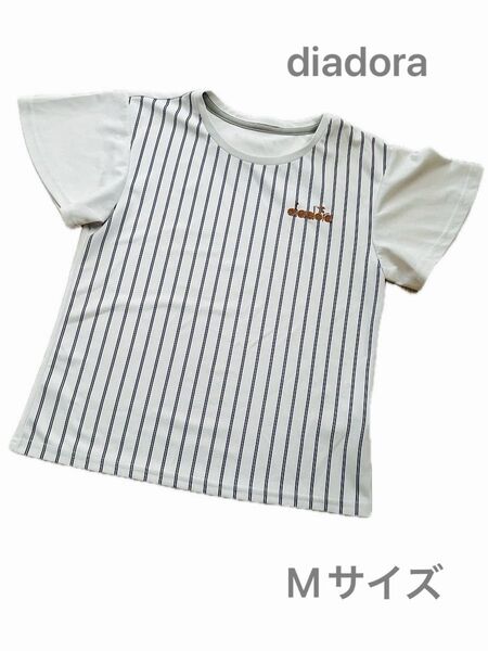 diadora ストライプ 半袖 Tシャツ レディース Mサイズ