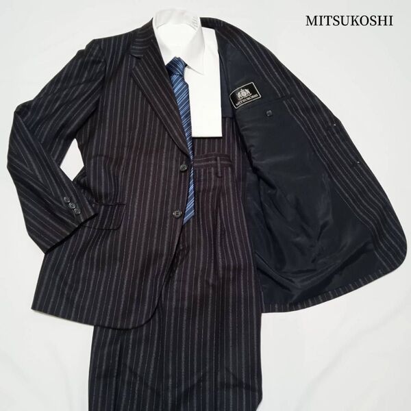 MITSUKOSHI オーダー ネイビー ストライプ フリー 1タック セット