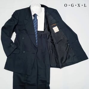O.G.X.L ダブル ネイビー ストライプ Mサイズ 2タック スーツ上下