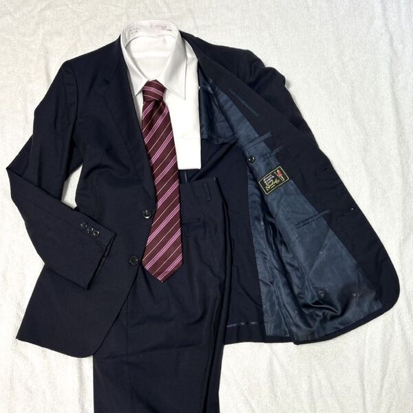 Scabal オーダーメイド ネイビー 無地 フリー 1タック スーツ上下