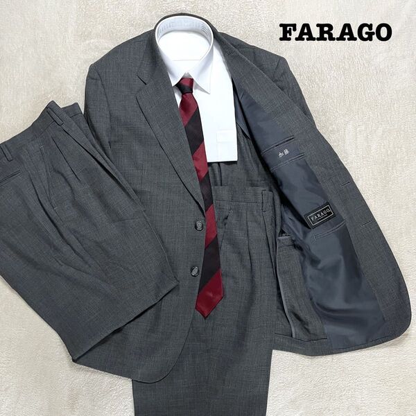 FARAGO 2パンツ グレー チェック AB6 2タック スーツ上下 セット