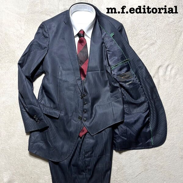 e.f.editorial 3ピース ネイビー ストライプ A6 ノータック