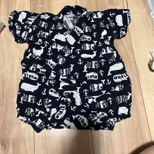 甚平 男の子 ロンパース 綿100 70センチ