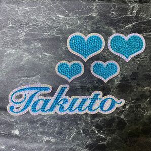 デコうちわ デコ文字 うちわ 団扇 【 Takuto 】 ハート ライトブルー