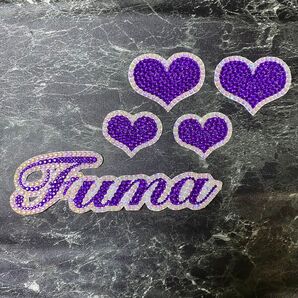 デコうちわ デコ文字 うちわ 団扇 【 Fuma 】 ハート パープル