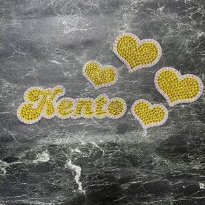 デコうちわ デコ文字 デコストーン うちわ 【 Kento 】 ハート イエロー