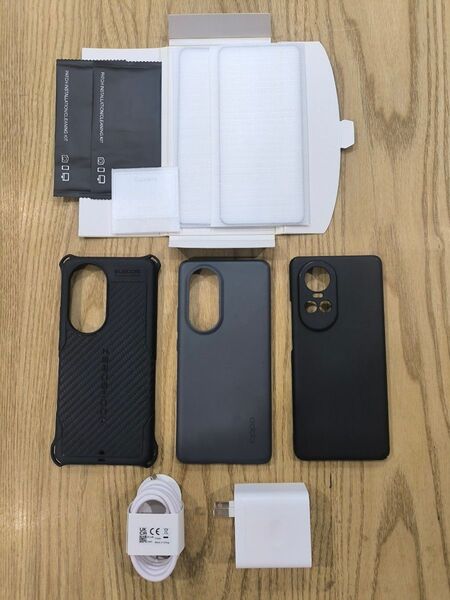OPPO Reno10 Pro 5G 純正スマホケースほか2点、純正急速充電器、画面保護フィルムセット