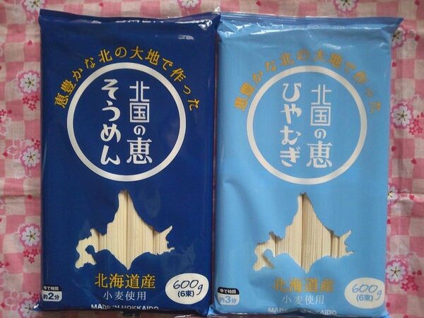 【北海道産小麦使用】北国の恵そうめん・ひやむぎ食べ比べセット各600g (100g × 6束)計1.2kg【藤原製麺】【北海道産】