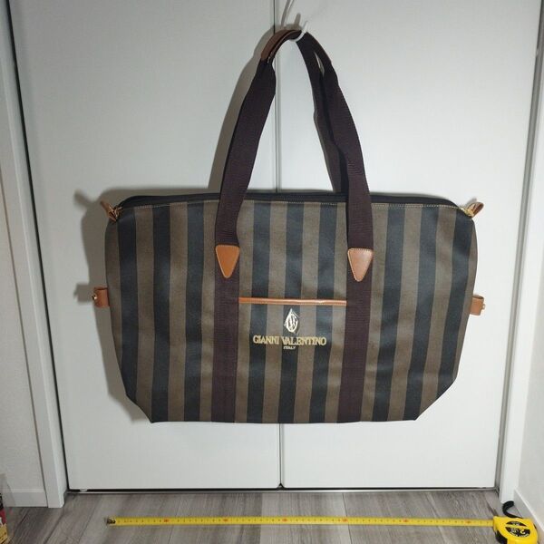 未使用品 GIANNI VALENTINO ボストンバッグ ストライプ