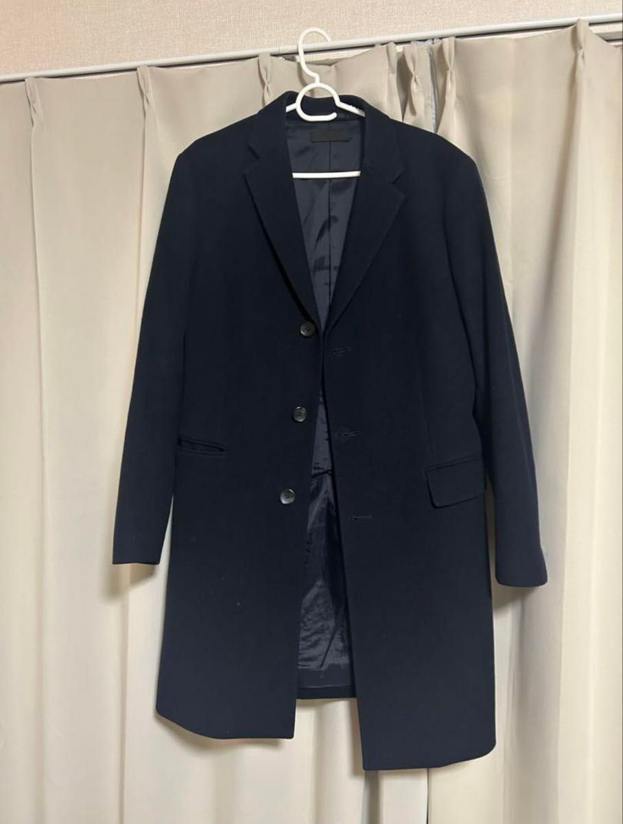 UNIQLO ネイビー チェスターコート ロング丈