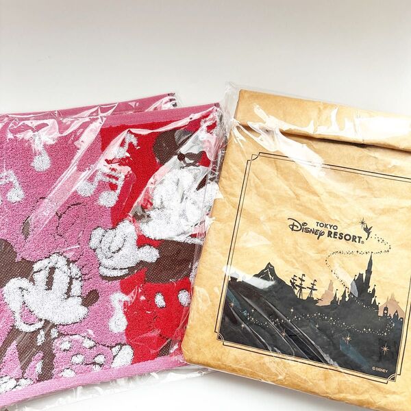【非売品】Disney ディズニー タオルハンカチ& JCB マジカルオリジナル紙袋風保冷バッグ 3点セット