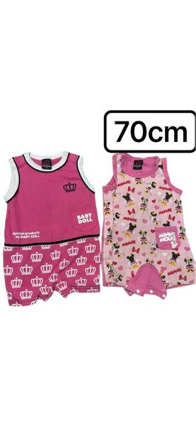 BABY DOLL ロンパース 2枚セット 70cm ピンク ベビードール PINK ミニーちゃん ベビド 赤ちゃん 夏服 女の子