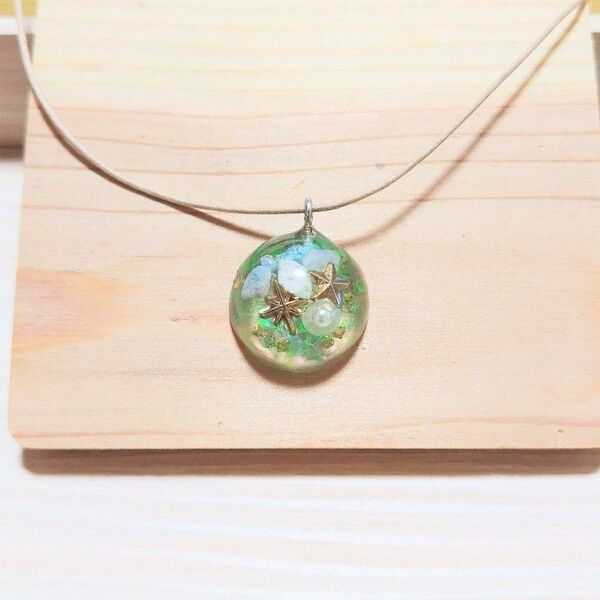 水色さざれ石 ネックレス ハンドメイド