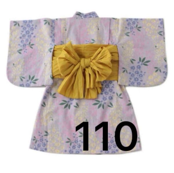 プティマイン 藤の花浴衣 パープル 紫 ワンピースタイプ 110