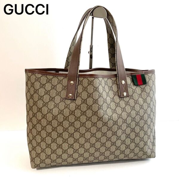 【美品】GUCCI グッチ ニューセレリア トートバッグ GGスプリーム×レザー