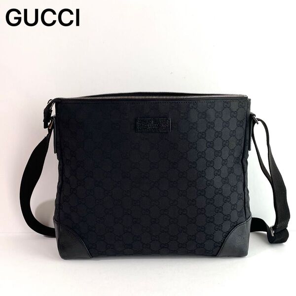 【極美品】GUCCI グッチ ショルダーバッグ GGキャンバス×レザー 大容量
