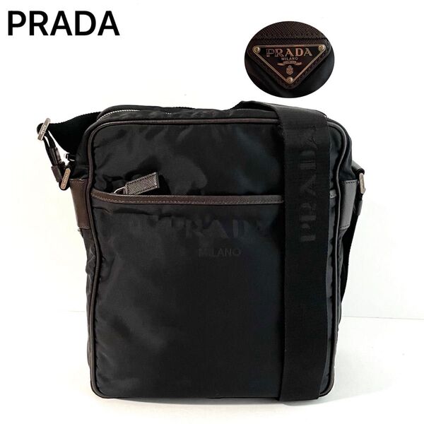 【美品】PRADA プラダ ショルダーバッグ ナイロン×サフィアーノレザー