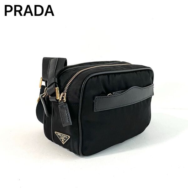 【極美品】PRADA プラダ ワン ショルダーバッグ カメラバッグ ナイロン×サフィアーノ