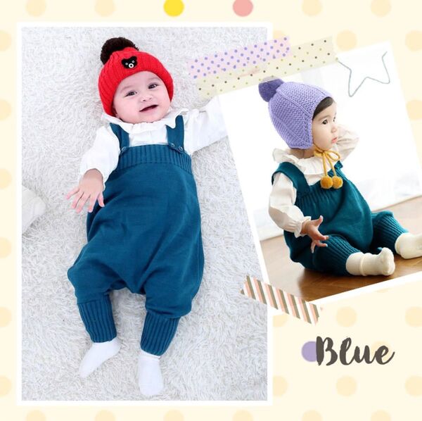ベビー服 サロペット オーバーオール ロンパース ニット 赤ちゃん 撮影 セレモニー ニューボーンフォト