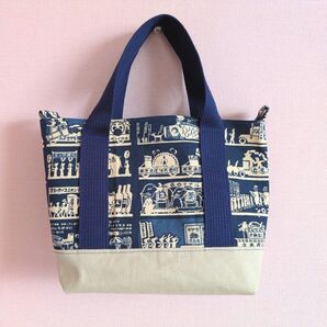 ミニトートバッグ トートバッグ ハンドメイド 2wバッグ お散歩バッグ お弁当バッグ レトロ風柄 帆布 エコバッグ