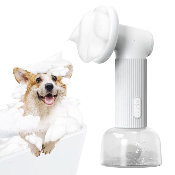 【新品・24時間発送】犬用自動泡ソープディスペンサー&バスブラシセット|USB充電式/防水設計/ペット用シャンプーブラシ/シリ