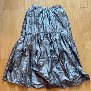 スカート/ロングスカート シルバー系 Lサイズ ウエストゴム レディース 春夏