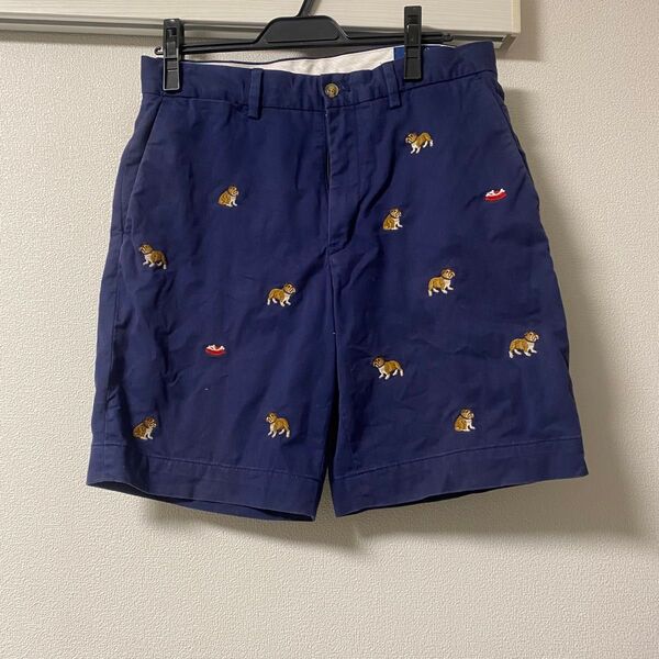 ポロラルフローレン メンズ ブルドッグ 刺繍柄 ショートパンツ ネイビー 30