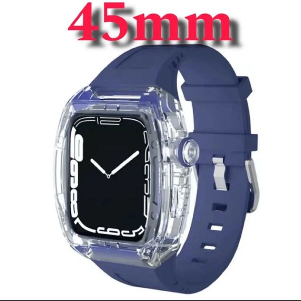 青透明【絶対最安】Apple Watch AppleWatch アップルウォッチ ベルト バンド カバー ケース 45mm