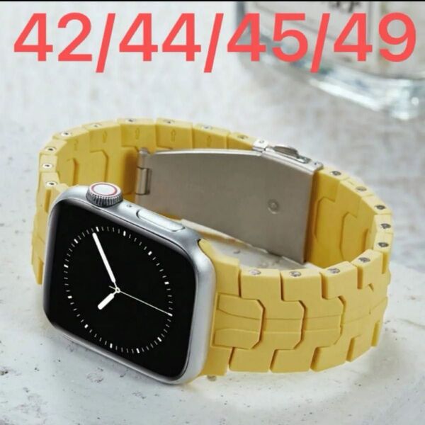 ケース付き黄色【絶対最安】Apple Watch AppleWatch アップルウォッチ ベルト バンド カバー ケース