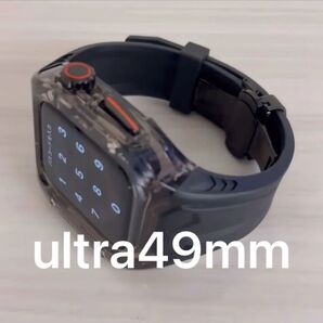 ultra49mm高級Dバックル【絶対最安】ケース一体型黒 Apple Watch アップルウォッチ ベルト バンド カバー