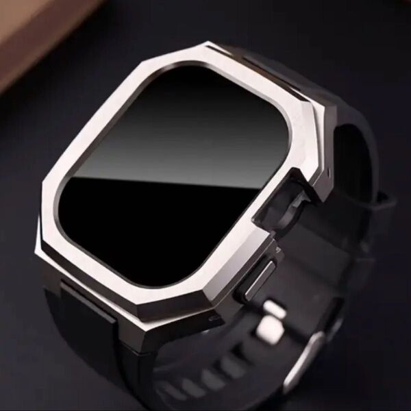 ultra/ウルトラ2 49mm【絶対最安】高級黒銀Apple Watch アップルウォッチ ベルト バンド カバー ケース